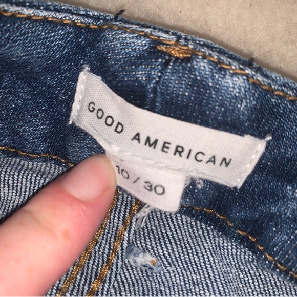 Good American High Rise Indigo Blue Ankle Distressed Jeans Classic 30 - Picture 4 of 9